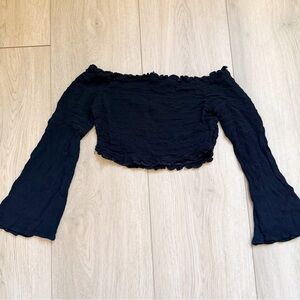 Pacsun LA Hearts Ruffle Long Sleeve Crop Top